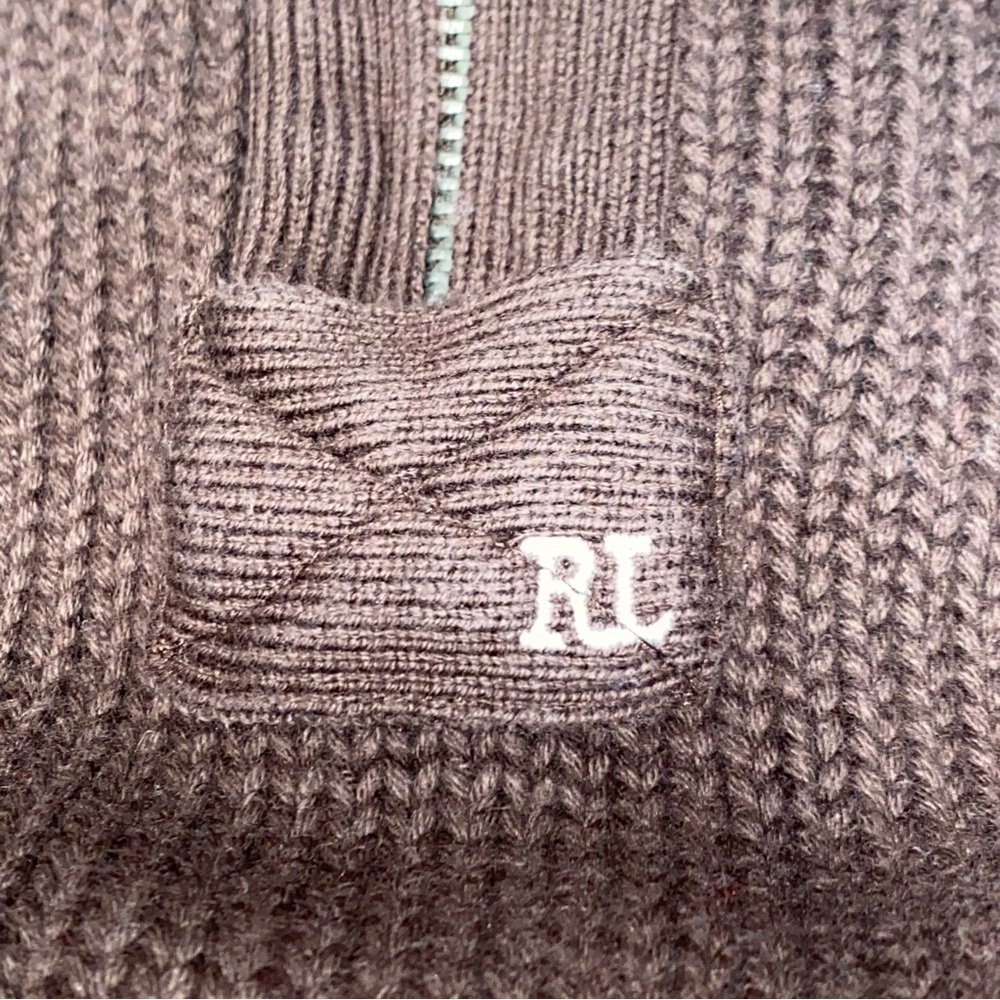 :::VINTAGE:::Men's polo jeans company 1/4 zip Brown Sweater size XXL - Picture 4 of 10
